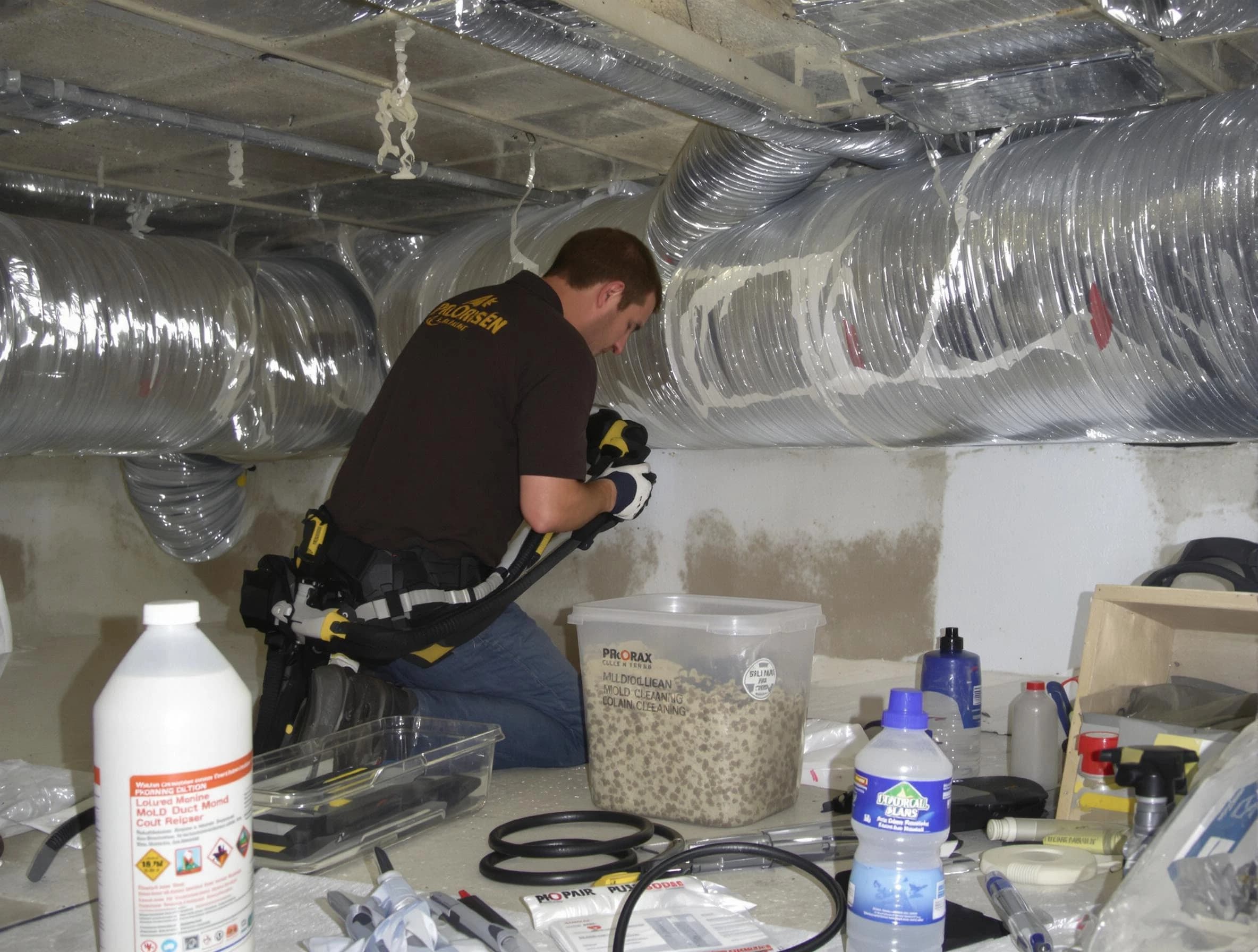 Moreno Valley Air Duct Cleaning specialist performing professional mold removal from air ducts in Moreno Valley