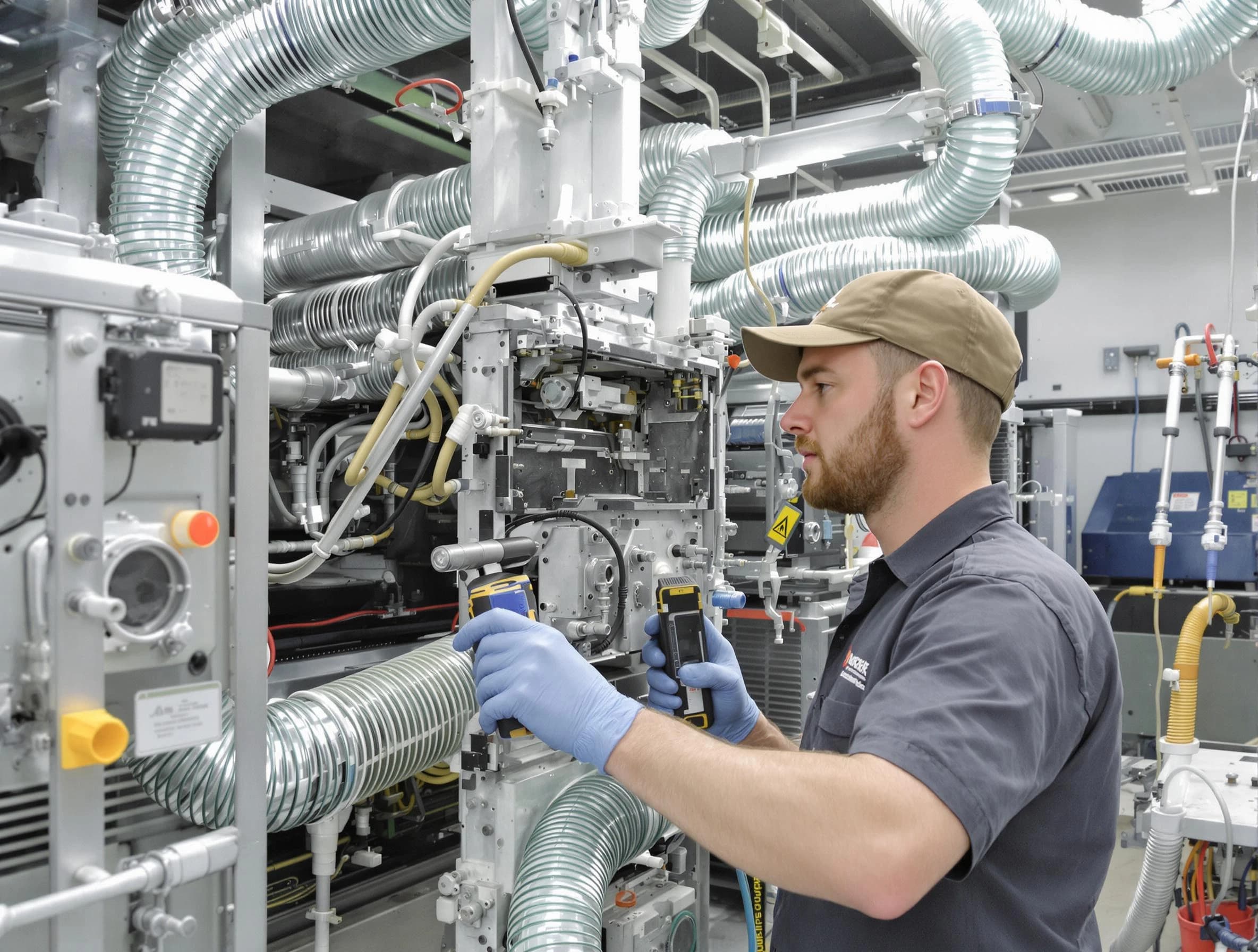 Moreno Valley Air Duct Cleaning technician performing precision commercial coil cleaning at a business facility in Moreno Valley