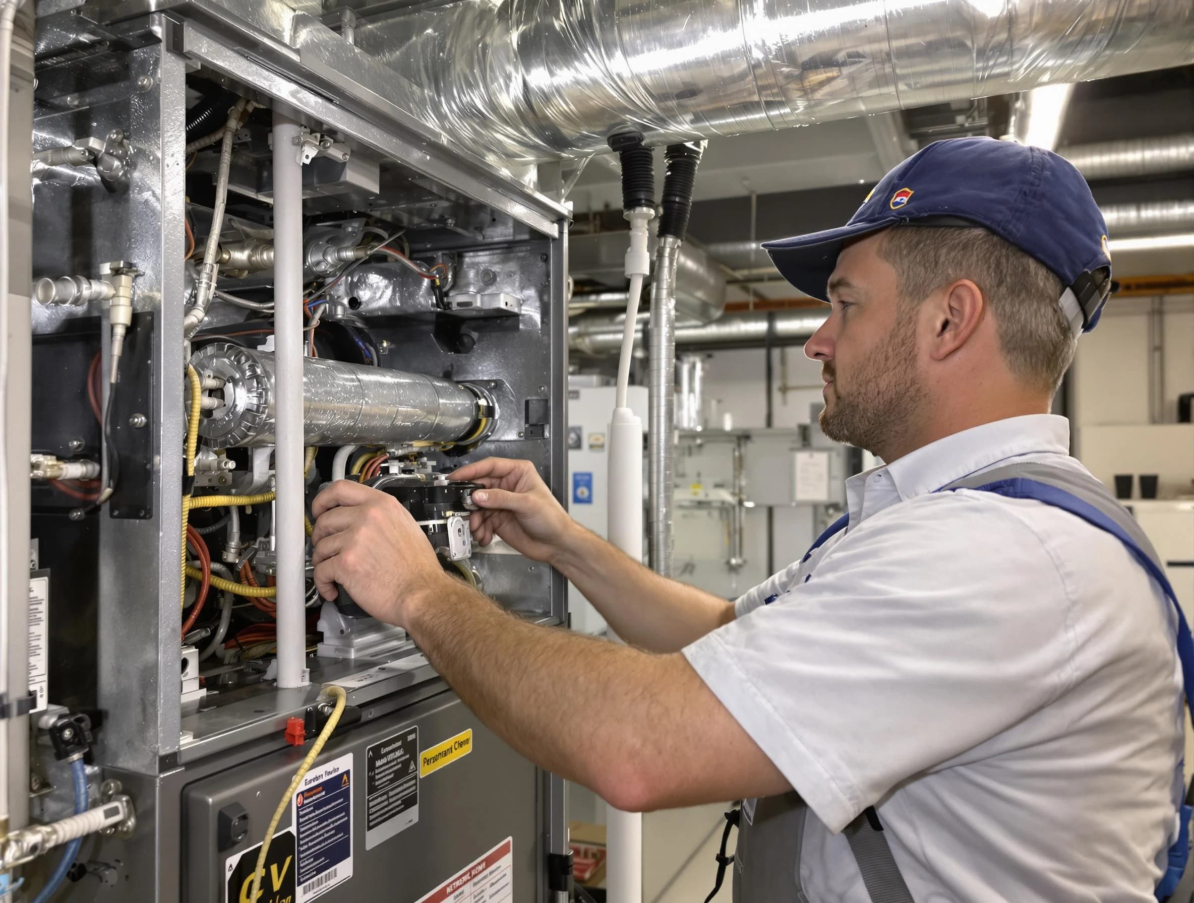 Moreno Valley Air Duct Cleaning specialist performing thorough furnace duct cleaning to improve heating efficiency in Moreno Valley